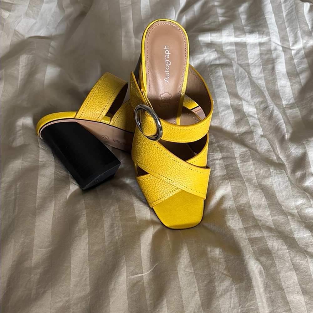 Autograph Yellow Heels with Crisscross Straps